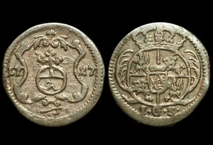 SAXONY - ALBERTINE / POLAND: 1 Pfennig 1727 IGS, Dresden. AUGUSTUS II. - Picture 1 of 1