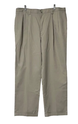 Pantalones chinos americanos IZOD para hombre 38x32 caqui beige plisados con puños sin arrugas Foto 1 de 4