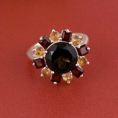 Anel de noivado solitário de prata esterlina 925 com várias pedras de nascimento - Imagem 1 de 4