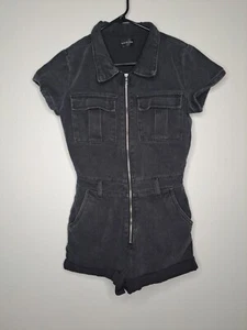 White Fox Damen Strampler Gr. Small Waschung schwarz Baumwolle durchgehender Reißverschluss Denim - Bild 1 von 19