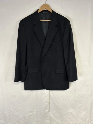 Savile Row Mens 100% Wool Black Pin Stripe Sport Coat Blazer Suit Jacket 46R - Image 1 of 4