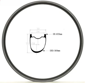 29er Carbon MTB Bicycle XC Rim Clincher Tubeless 35mm Deep 24 28 32Hole Wheels - Picture 1 of 11