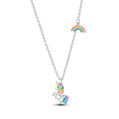MULA Original Cute Horse Rainbow Pendant Necklace For Women 925 Silver Plated - Image 1 of 4