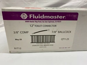 Fluidmaster Stainless Steel Braided Toilet Connectors 3/8" Comp, qty 25 - NEW - Picture 1 of 3