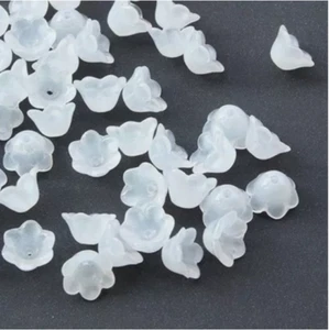 100Pcs White Pink Olive Blue Trumpet Bell Flower Cap Beads Lampwork Glass 12mm - Picture 1 of 10
