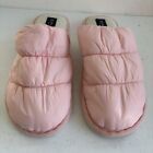 Seranoma Womens Puffer Slide Slippers House Shoes Size 10 Pink Faux Fur Lined
