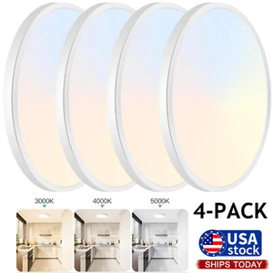 4 Pack 12 Inch LED Flush Mount Ceiling Light, 28W, 3600LM, 3000K/4000K/5000K CCT - Picture 1 of 14