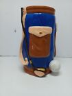 Vintage Ceramic Golf Bag Bank with Ball and Clubs 7" Tall, Hand Painted