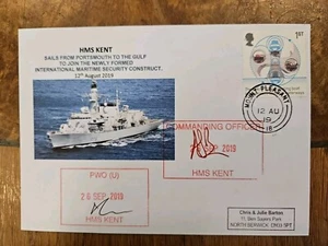 2019 HmS Kent GULF Maritime Patrol Signed Cover Au - Picture 1 of 1