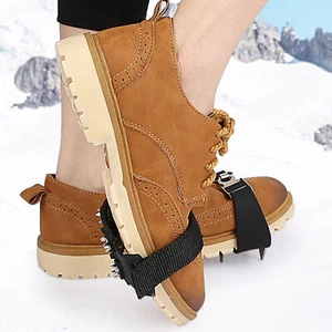 Ice Snow Boot Crampons Slip-resistant Shoe Spikes Adjustable Fastener Tape - Picture 1 of 12