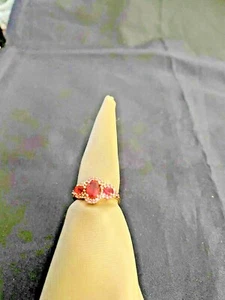 Anillo YG sólido rubelita y 28 zafiro rosa 14K talla 6 - Imagen 1 de 6