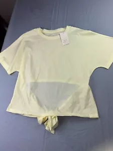 A New Day Top Womens XXL Yellow Crew Neck Lightweight Cotton Back Tie Blouse - Picture 1 of 6