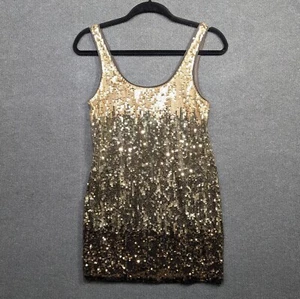 Mini abito paillettes espresso tunica top donna XS cocktail party evento glam rock - Foto 1 di 13