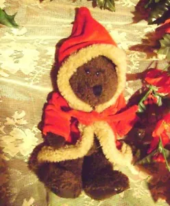 1997- CAPPELLO ORSO RAGAZZO COLLEZIONE 12" PELUCHE SNODATO ORSO DI NATALE,CAPO - Foto 1 di 6