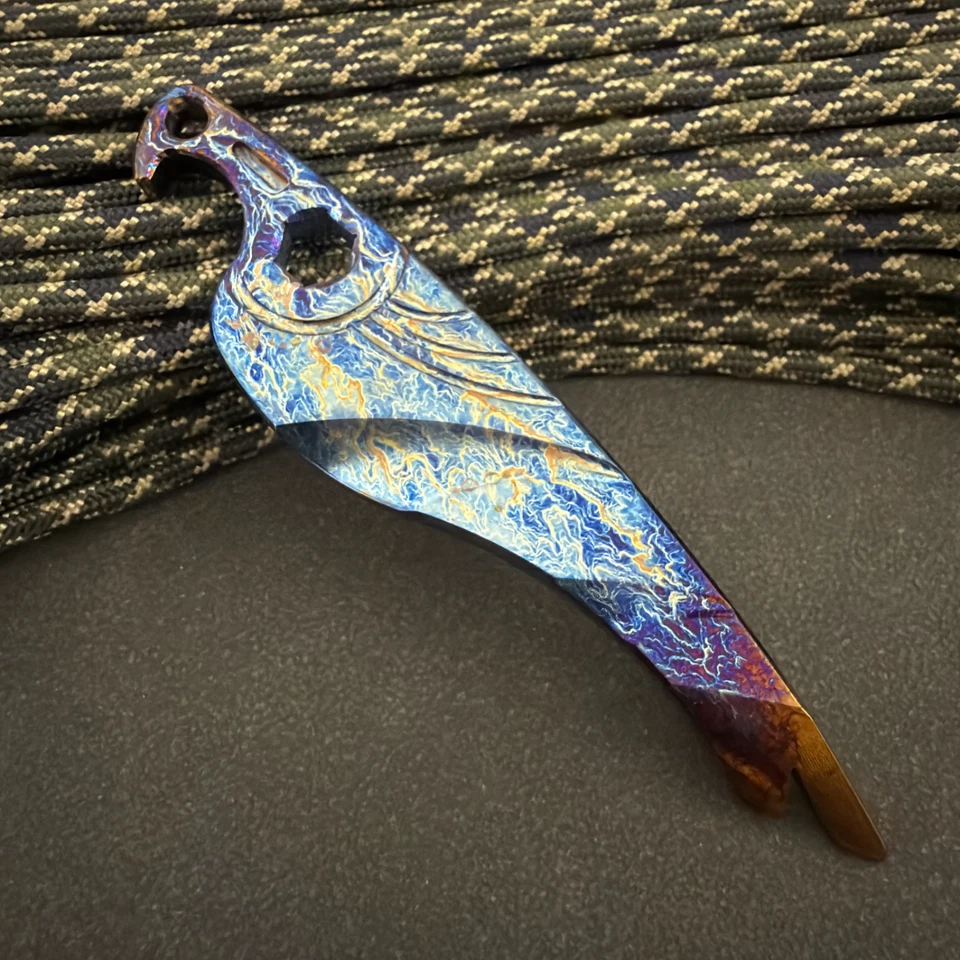 RIHE Design Titanio Pájaro EDC Abridor de Botellas Palanca Barra Exterior Herramienta Portátil Foto 1 de 4