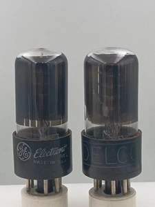 Pair 1951 GE 6V6GT Test Near NOS Black Glass Silver Plate Serious Tube D895 - Picture 1 of 4