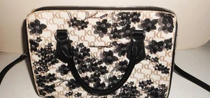 KARL LAGERFELD PARIS MONOGRAMM KL HANDTASCHE BESTICKT BLUMEN SCHWARZ & HELLBRAUN - Bild 1 von 7
