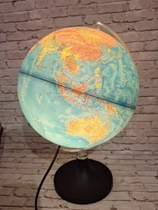 Vtg Rand McNally Light-up Lighted Physical Political World Globe Lamp 12" 1982 - Picture 1 of 13