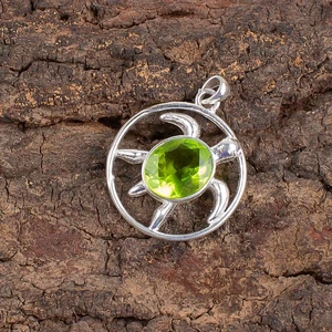 Peridot Gemstone Handmade 925 Sterling Silver Jewelry Pendant Gift For Wife - Picture 1 of 3