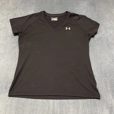Camiseta Under Armour Heatgear Mujer Grande Negra Semi Ajustada Entrenamiento Correr Gimnasio Foto 1 de 4