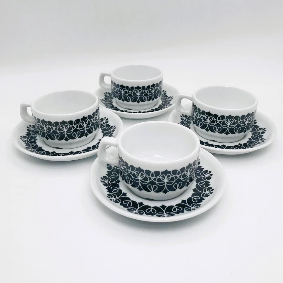 notNeutral Mocha Cup & Saucer Espresso Set - Black Floral Pattern - Set of 4 - Image 1 of 4