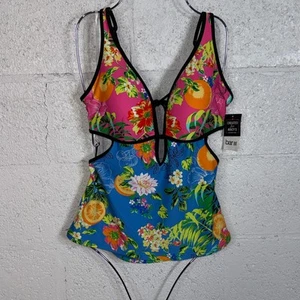 Bar III Women's Printed Plunge-Neck Tankini Top Medium $58 - Picture 1 of 8
