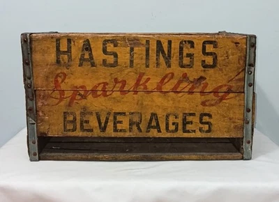 Caja de madera vintage de los años 40 Hastings Pa. bebidas espumosas Foto 1 de 4