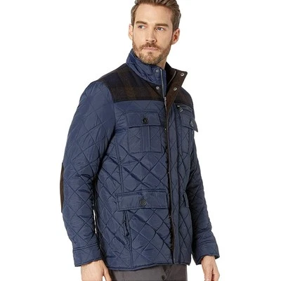 Chaqueta acolchada Cole Haan azul marino parches mixtos en el codo talla S para hombre Foto 1 de 4
