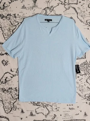 Camiseta INC Para Hombre M Azul Claro Manga Corta Cuello Dividido Informal Tejido Suave Top Foto 1 de 4