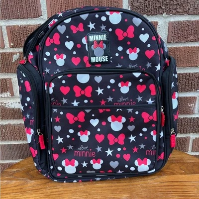 Disney Bebé Minnie Mouse Bolsa de Pañales Mochila Ajustable Correas para el Hombro Negro Foto 1 de 4