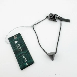Eddie Borgo Bracelet Cone Spike Stud Pendant Black Silver Tone Chain Adjustable - Picture 1 of 9
