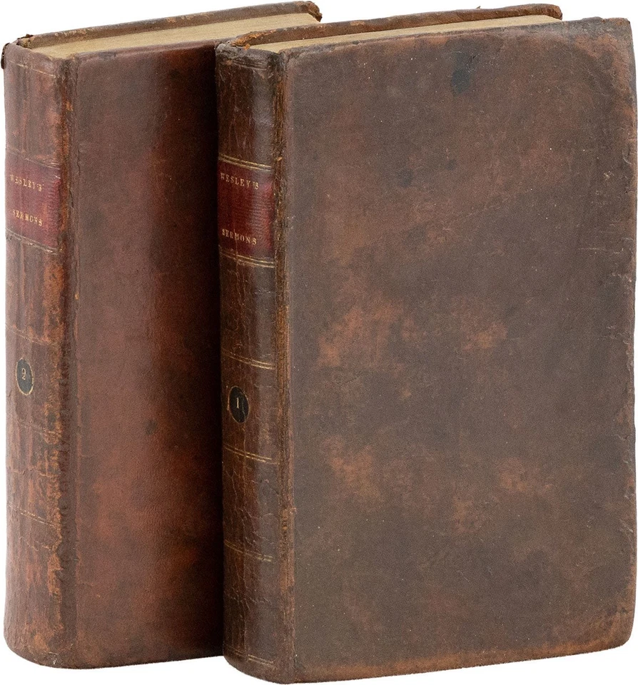J. Wesley SERMONS ON SEVERAL OCCASIONS - 2 vols, NY:1815 - Contemp Mottled Calf Foto 1 de 1