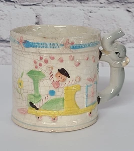 Taza de cerámica infantil vintage "That's a Good Boy" con mango de paja NAPCO - Imagen 1 de 14