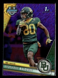 2023 Bowman University Chrome 1st Purple Shimmer #19 Monaray Baldwin Baylor - Picture 1 of 2