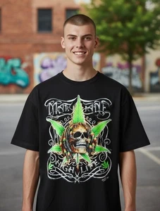 Rock Chang Glow In Dark 3D Totenköpfe schwarzes T-Shirt Größe Large - neu mit Etikett - Bild 1 von 14