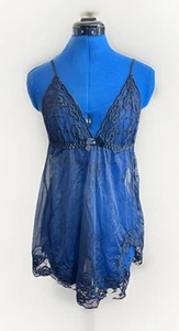 Vintage 90s Y2K Fredricks of Hollywood Baby Doll Slip Sheer Black Lingerie NWT - Picture 1 of 11