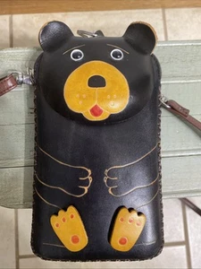 Süße Schwarzbär Würfelförmige Leder Mini Geldbörse/Clutch/Handy Geldbörse! - Bild 1 von 8