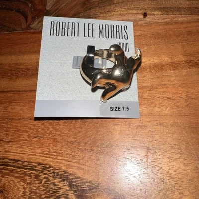 Robert Lee Morris Polished Gold Tone Starfish Cocktail Ring Size 7.5 NWT - Image 1 of 3