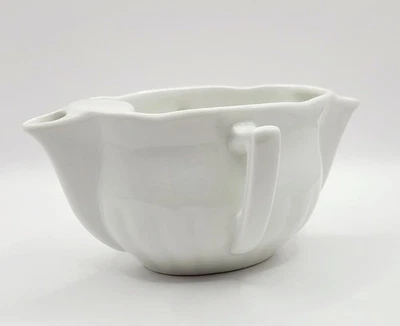 Hehum C.P. & Co. White Porcelain Double Spout Gravy Boat Serving Tablescape - Image 1 of 4