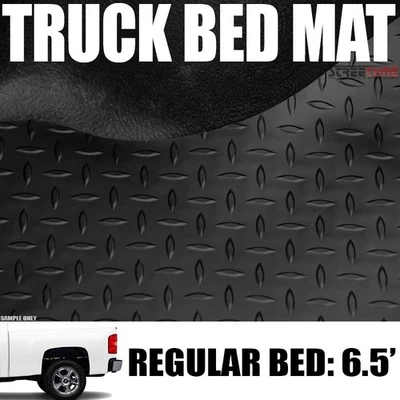 Blk Rubber Diamond Plate Truck Bed Floor Mat For 07+ Silverado/Sierra 6.5 Ft 78" — 第 1/3 张图片