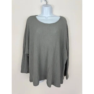 For The Republic Woman Waffle Knit Oversized Sweater 3X Gray Smooth Slate NWT - Picture 1 of 6