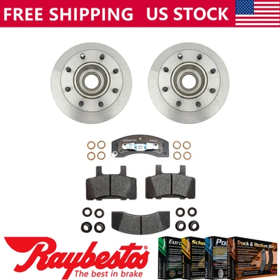 Kit delantero rotor de freno y buje y pastillas de freno metálicas para 1988 1989 GMC C3500 Foto 1 de 4