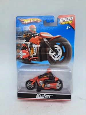 Motocicleta Hot Wheels Speed Cycles Madfast 2009 roja con piloto Foto 1 de 4