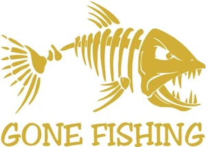 Gone Fishing Fischgräten Bügelbild Transfer-T-Shirt + helle & dunkle Farbstoffe #21 - Bild 1 von 4