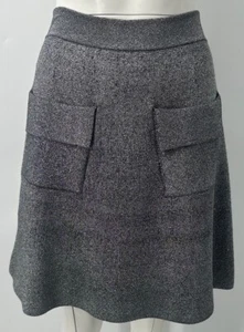 A.L.C black metallic silver A-line knee length front pockets skirt sz M - Picture 1 of 5