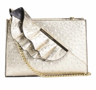 Bolso sin asas Christian Siriano Hune Avestruz champán Foto 1 de 4