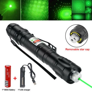 Green Laser Pointer Pen 100Miles Rechargable 532nm Beam Torche Lazer Pen UK - Picture 1 of 16