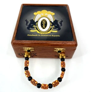 Onyx Reserve Cigar Box Purse Handbag Small Wooden Wood Beads Brown Black Vintage - Picture 1 of 9