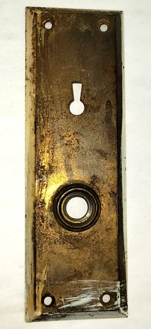 Vintage Doorknob & Keyhole Brass Plate 7"h x 2 1/4"W Cover