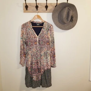 Anthropologie Maeve Dress Smocked Tiled Floral Amethyst V Neck Pockets Size Med - Picture 1 of 12
